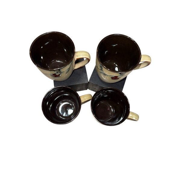 New Mikasa Desert Bloom Coffee Tea Mug Cup Gourmet Basics Floral Brown Lot of 4 - Picture 7 of 7